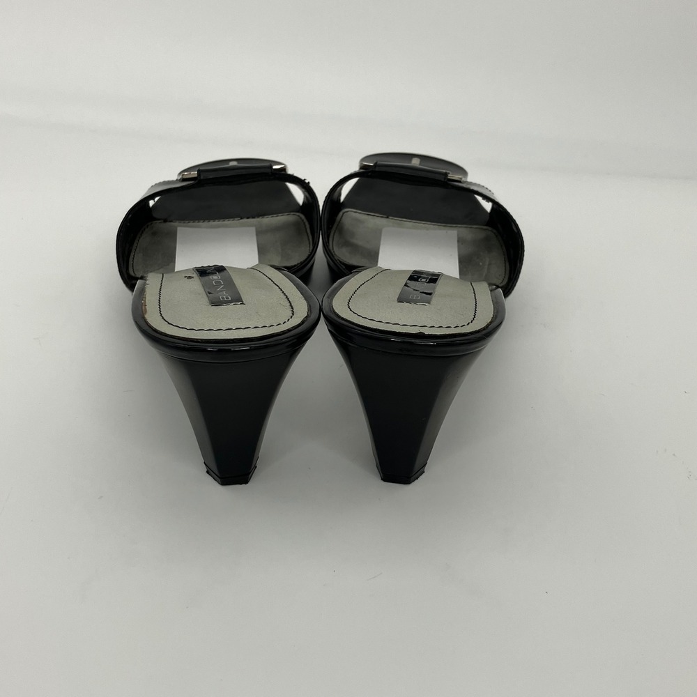 Bandolino Heeled Sandals Women 7.5 Black Patent Buckle Slide Dress Shoes Classic - Picture 10 of 11